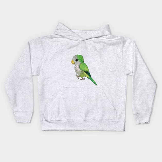 Very cute green parrot Kids Hoodie by Bwiselizzy